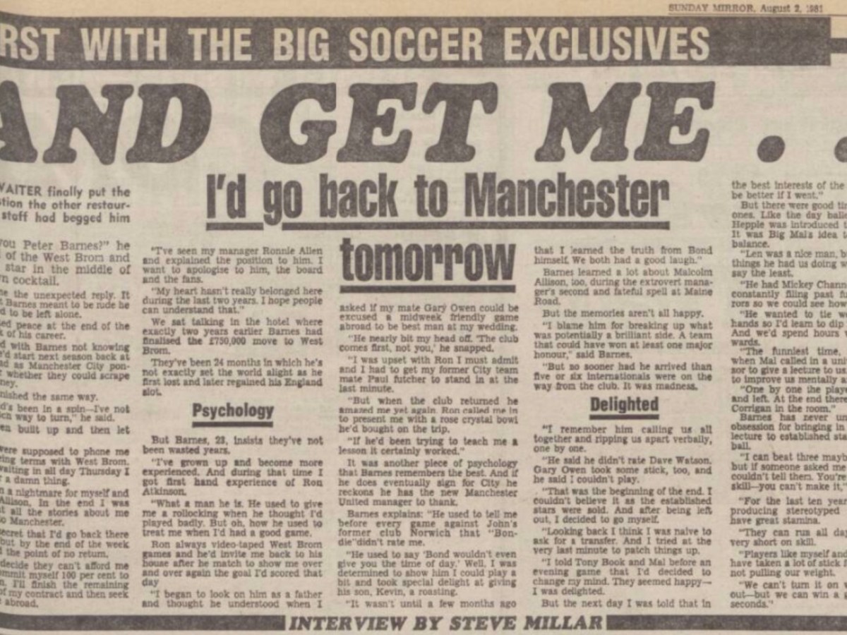 Peter Barnes MCFC&nbsp;Return?