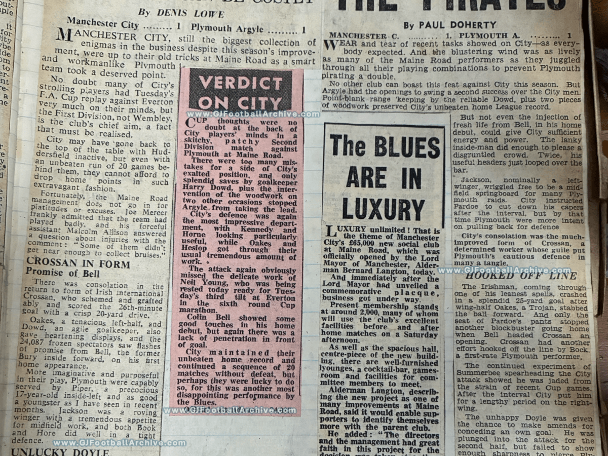 1965-66: Manchester City 1 Plymouth Argyle&nbsp;1