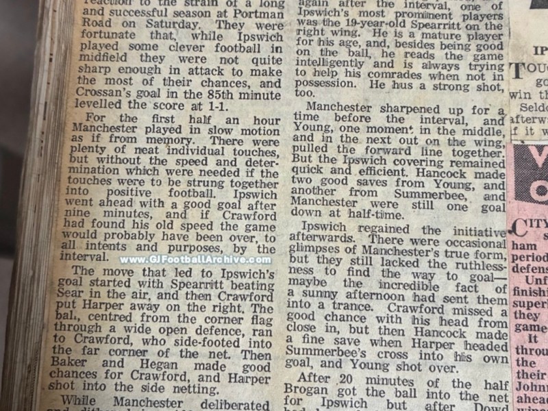 Were You There 60 Years Ago Today? Ipswich Town 1 Manchester City&nbsp;1