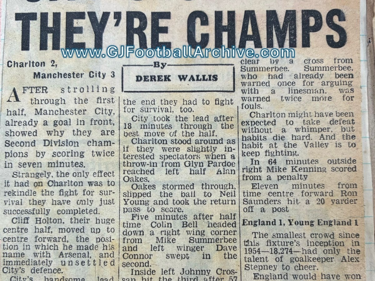 Were You There 60 Years Ago Today? Charlton 2 Manchester City&nbsp;3